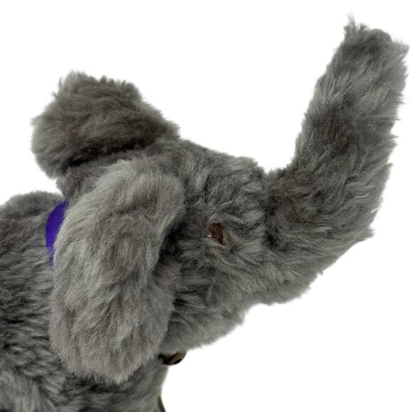 Vintage Dralon Elephant Plush 1950s-1970s German Made Glass Eyes Gray Soft Toy - Picture 12 of 16